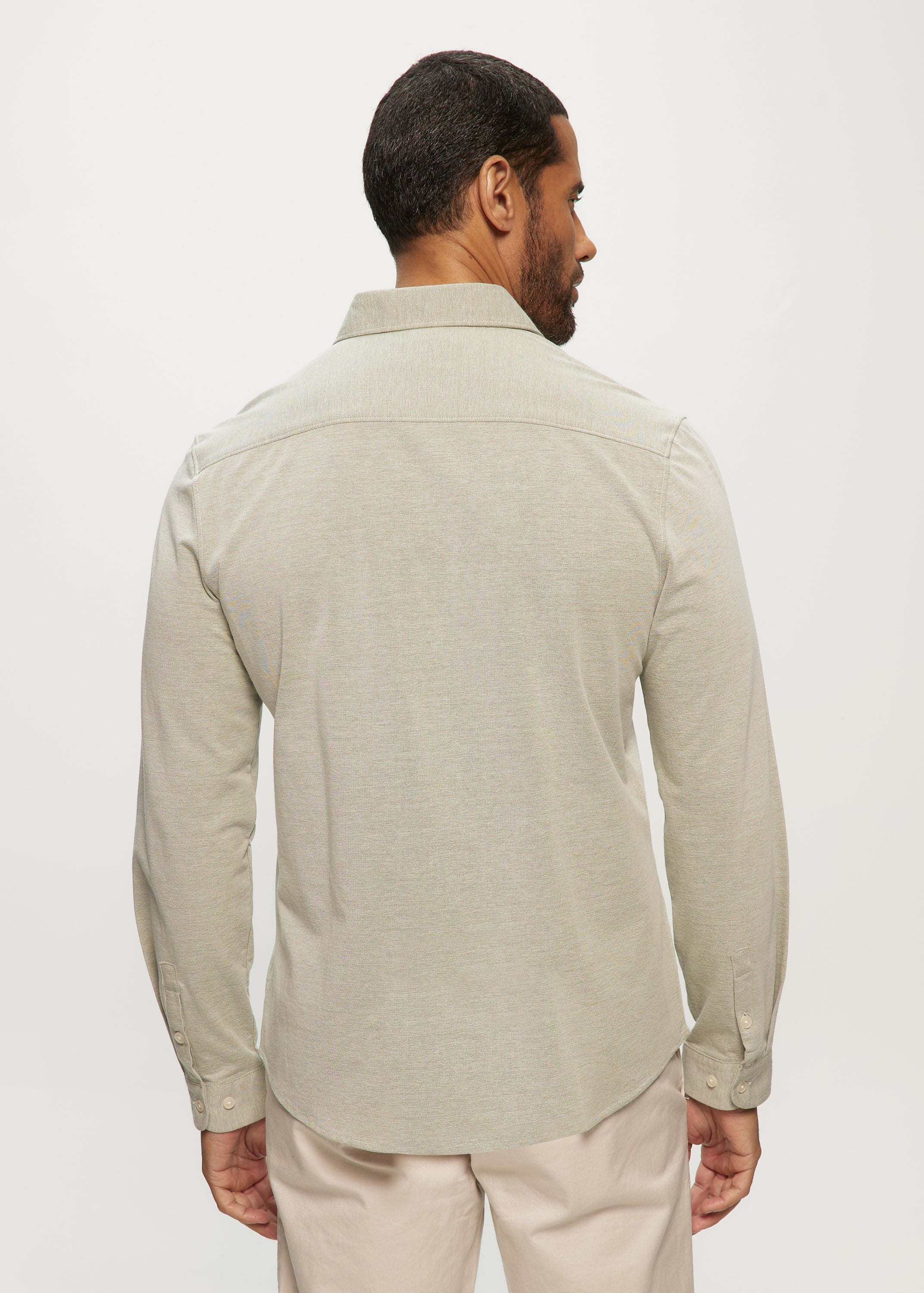 Ryan Oxford Knit Shirt in Avocado