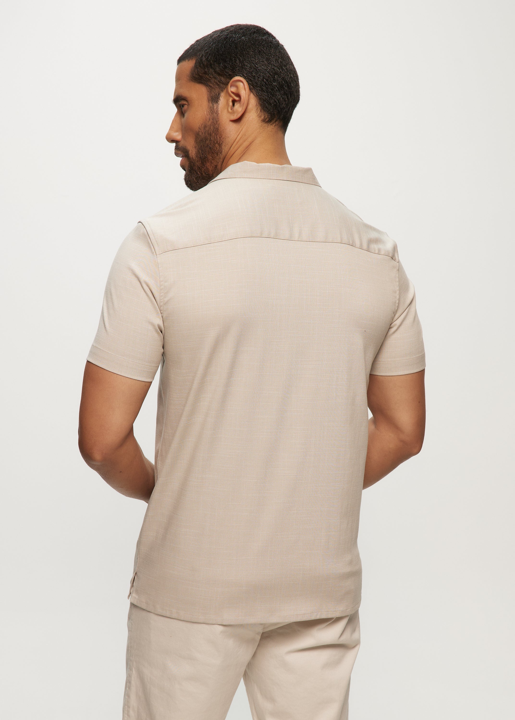 SS Soft Touch Slub Camp Shirt in Linen