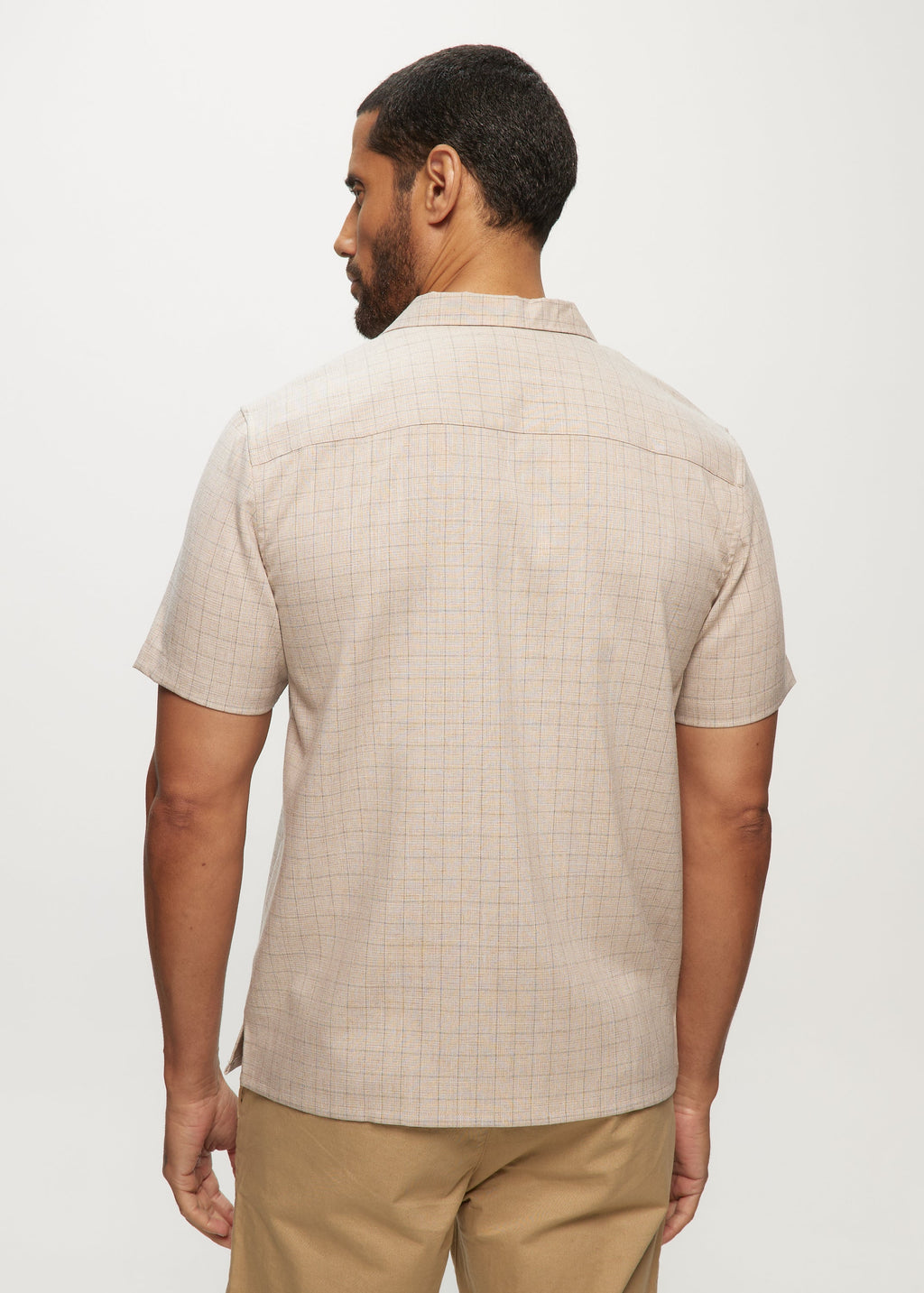 SS SoftTouch Heathered Check Camp Shirt in Latte