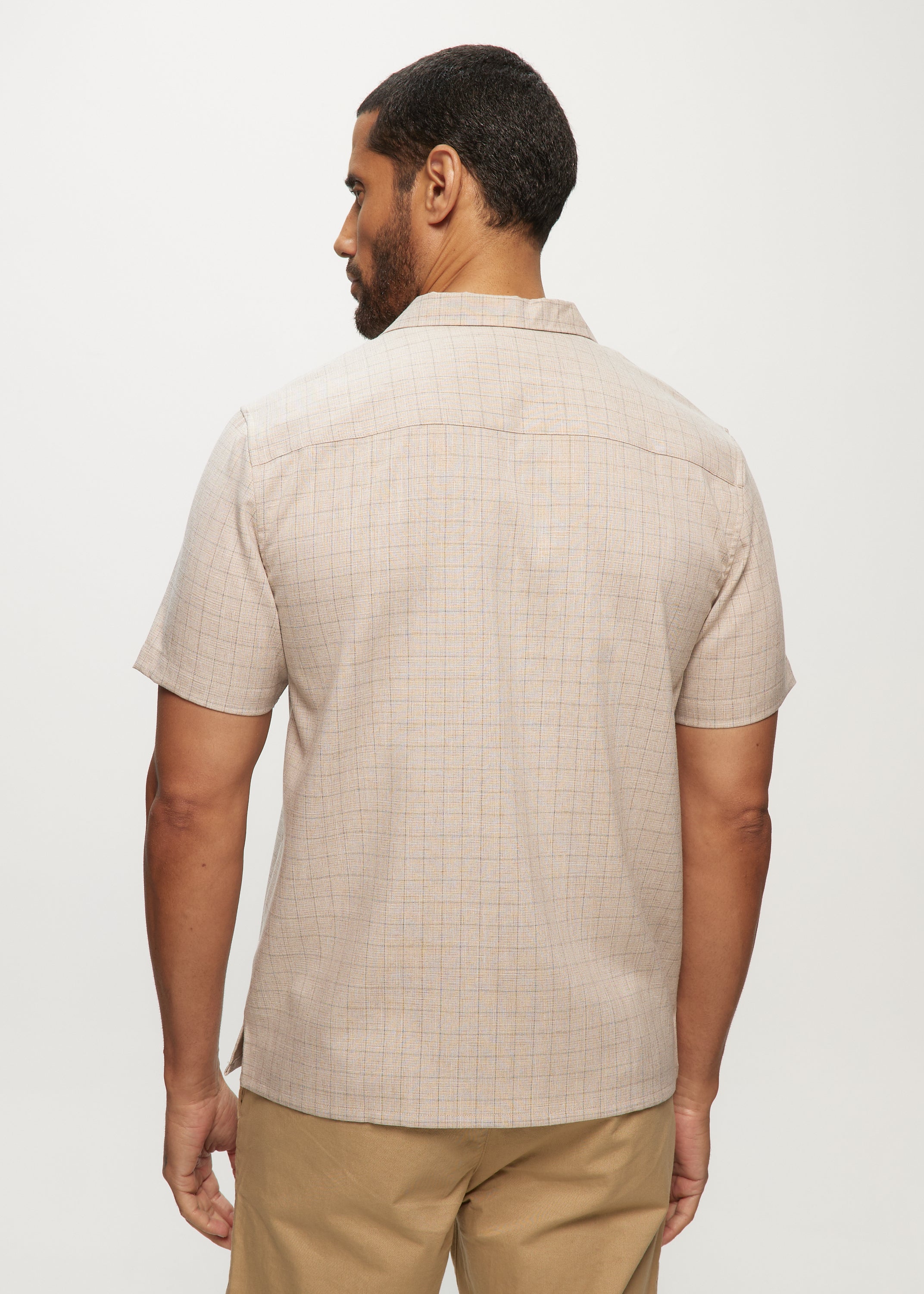 SS SoftTouch Heathered Check Camp Shirt in Latte