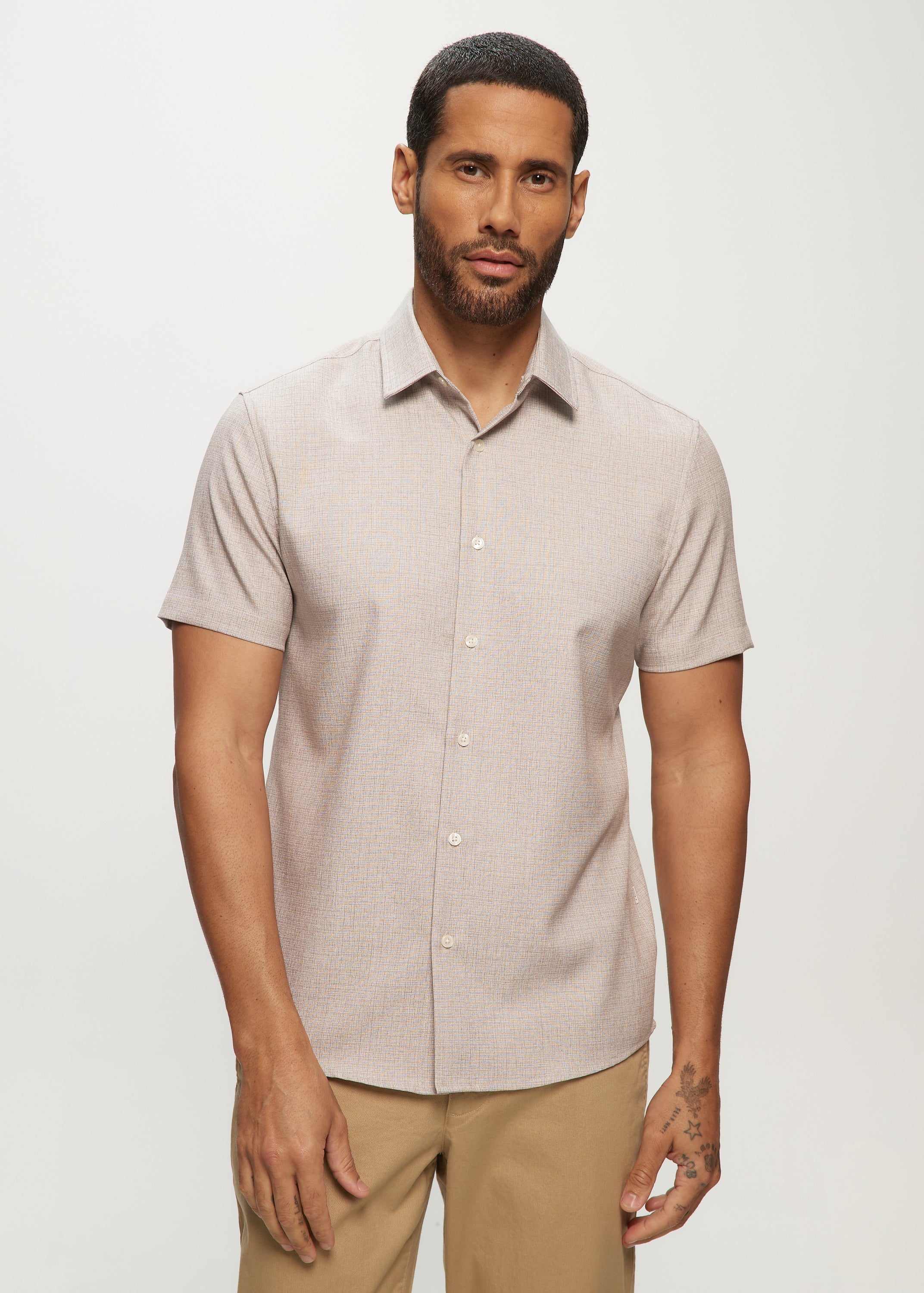 SS Soft Touch Tonal Check Regular 2 Pc Collar Shirt