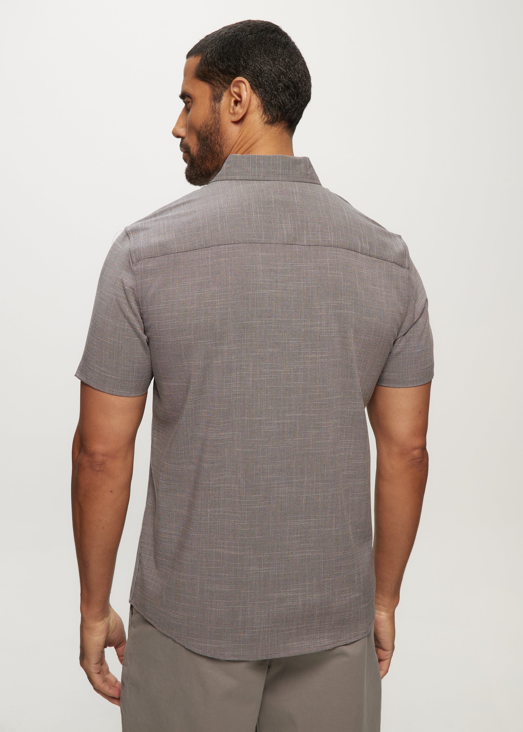 SS Soft Touch Slub Regular Collar Shirt in Charcoal
