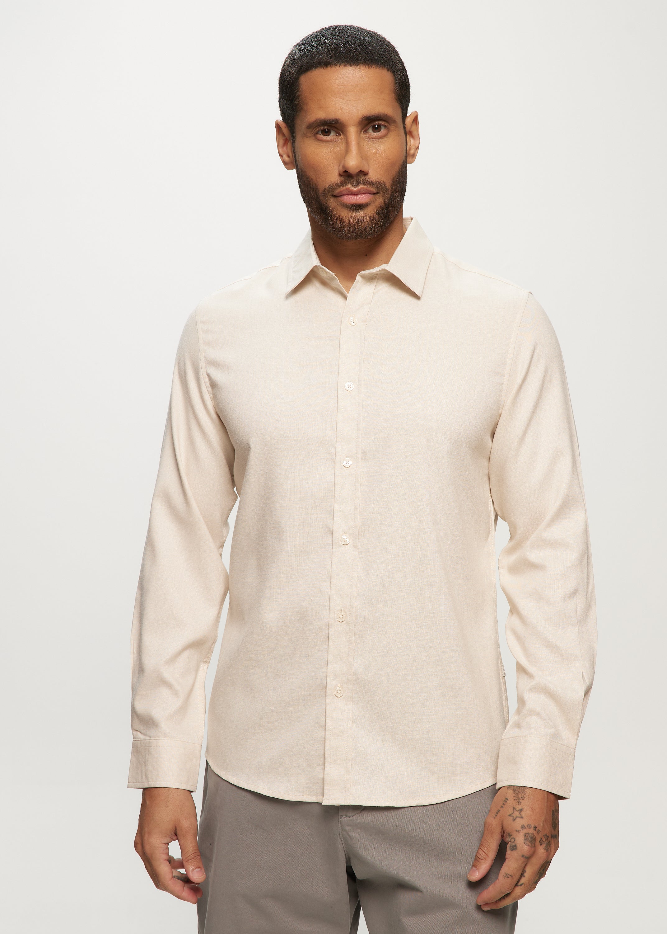 LS Brushed Chambray Shirt in Parchment