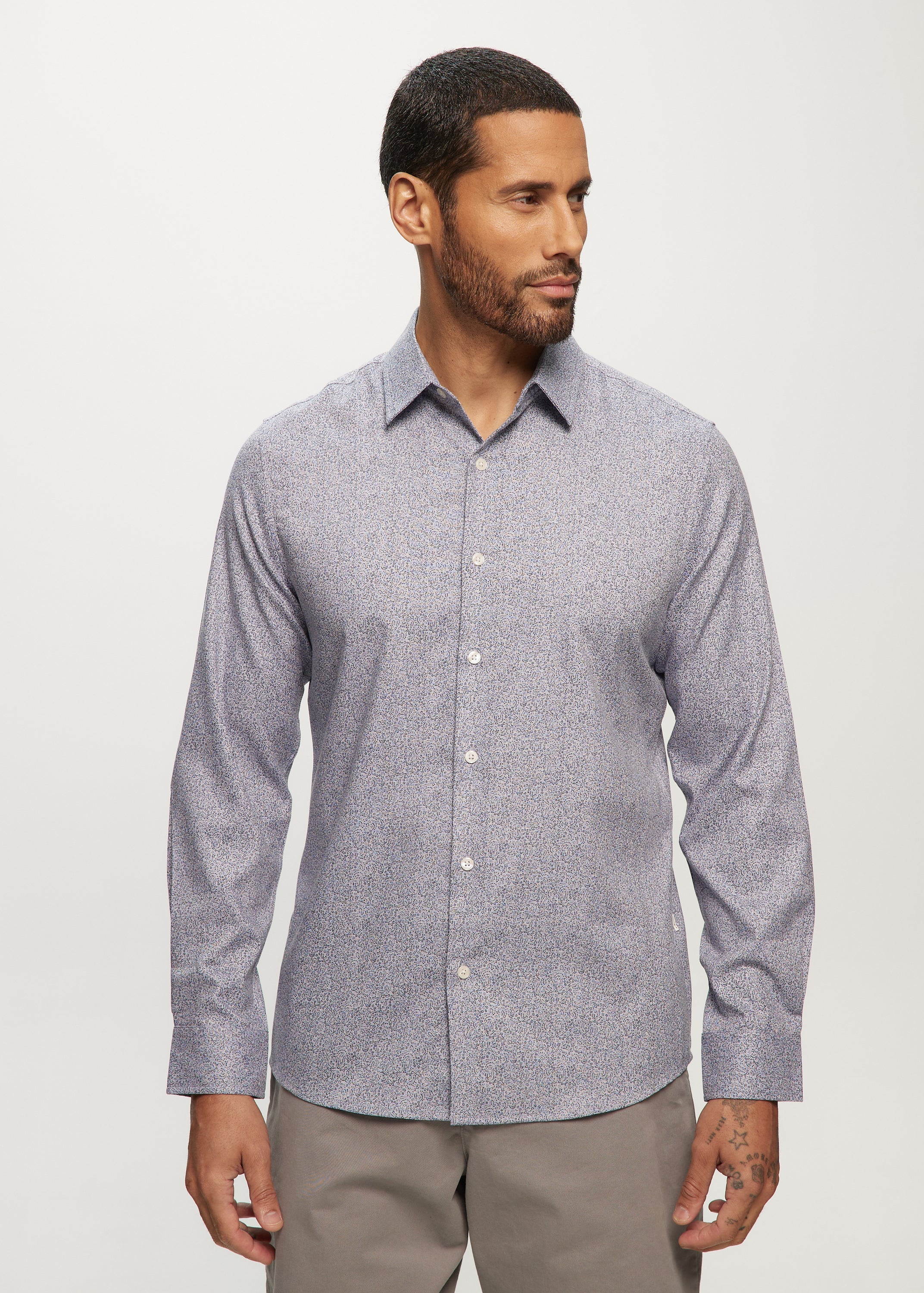 LS AOP Ditsy Floral Soft Touch Shirt in Blue Ditsy