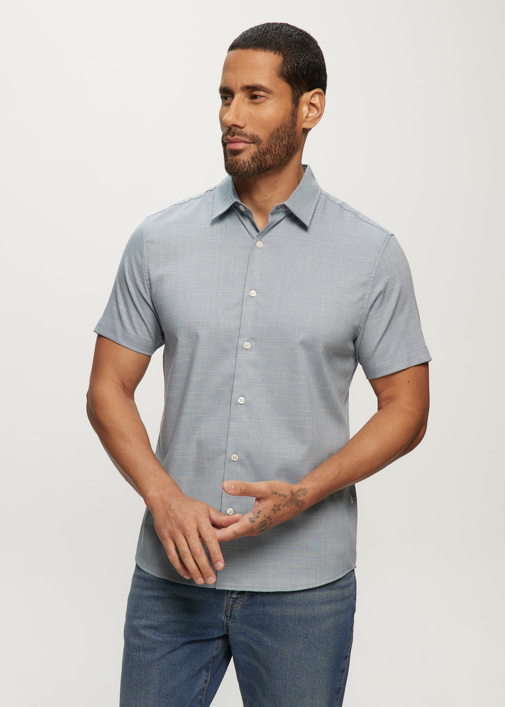 SS Soft Touch Slub Regular Collar Shirt in Metal