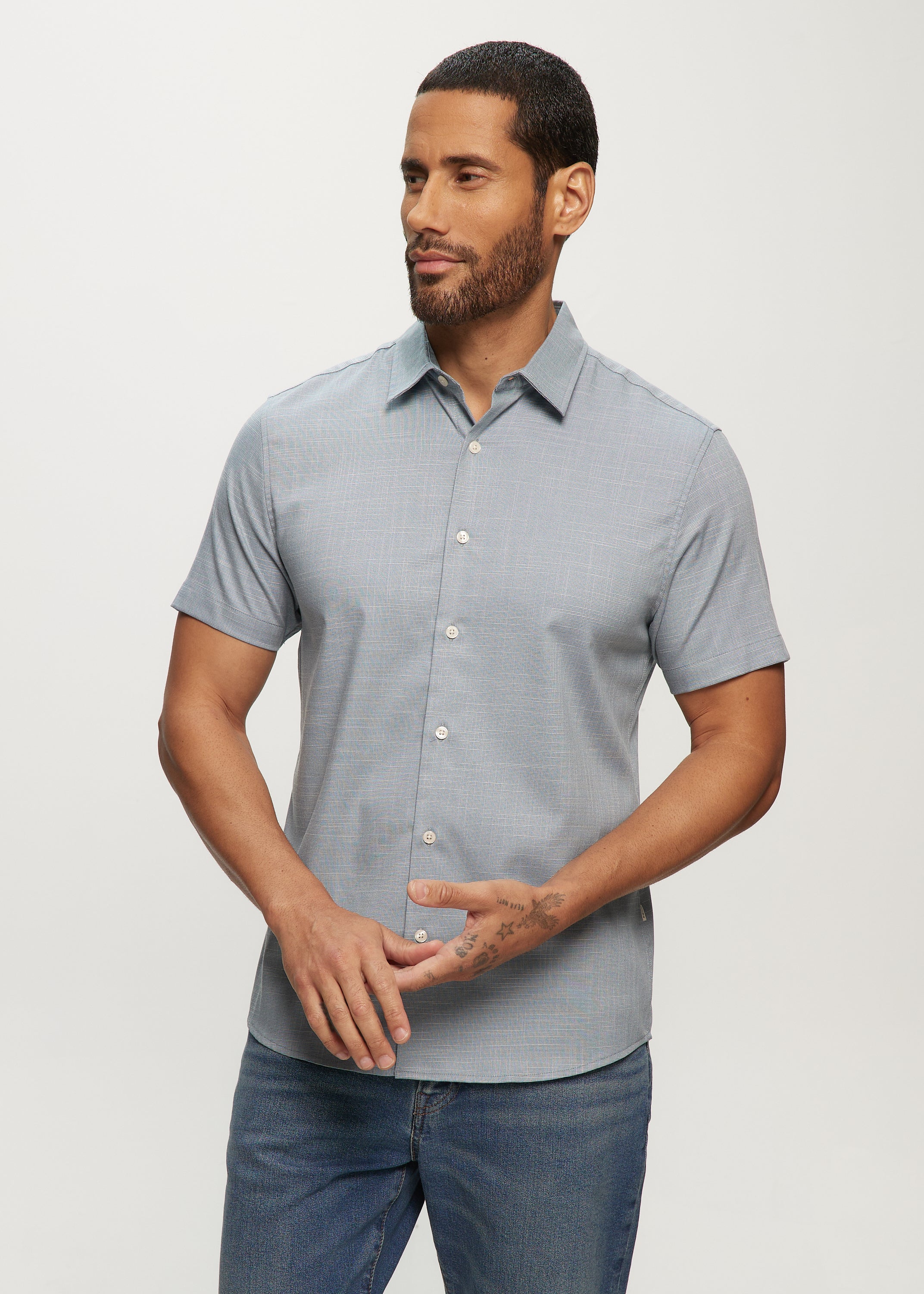 SS Soft Touch Slub Regular Collar Shirt in Metal