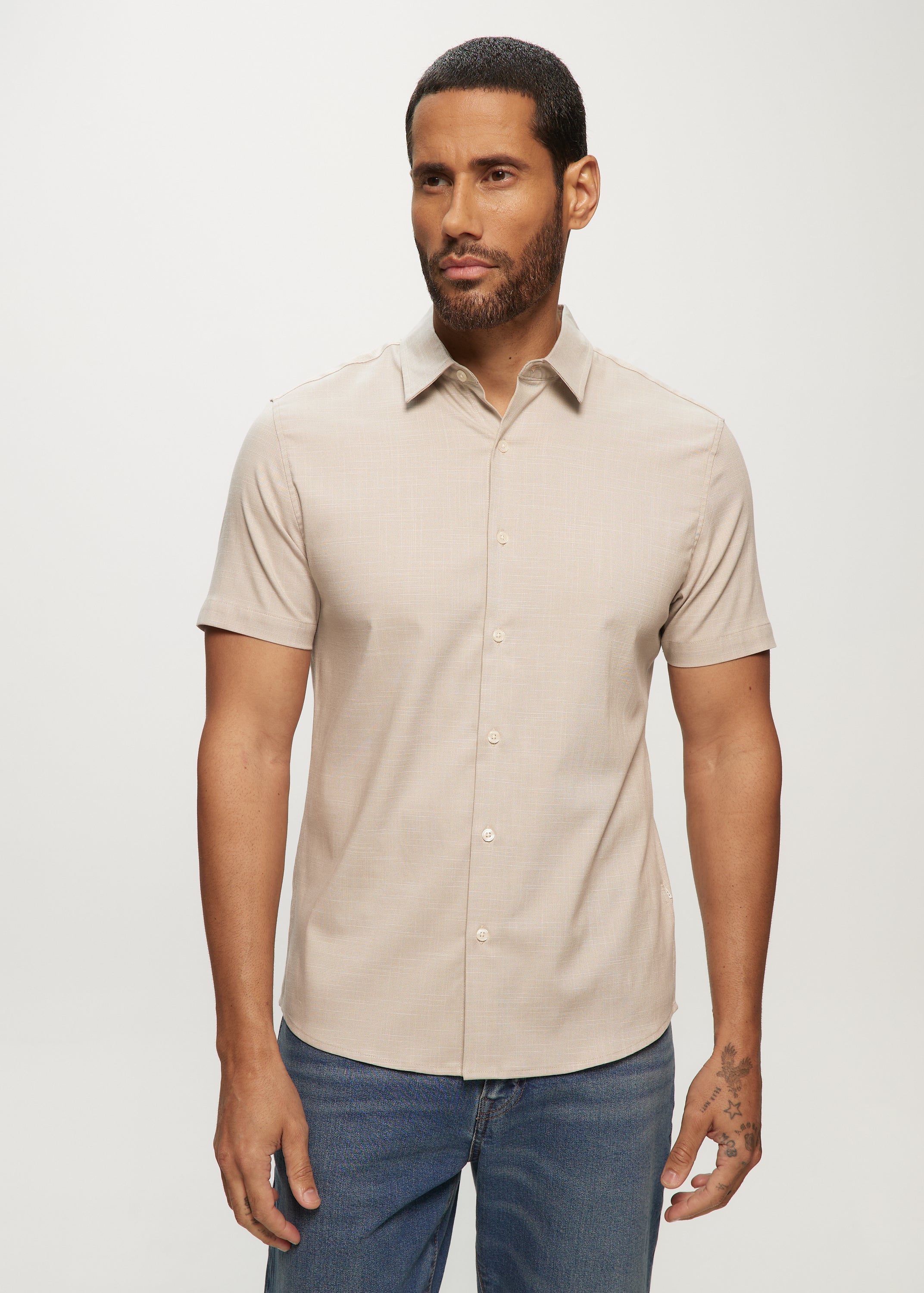 SS Soft Touch Slub Regular Collar Shirt in Linen