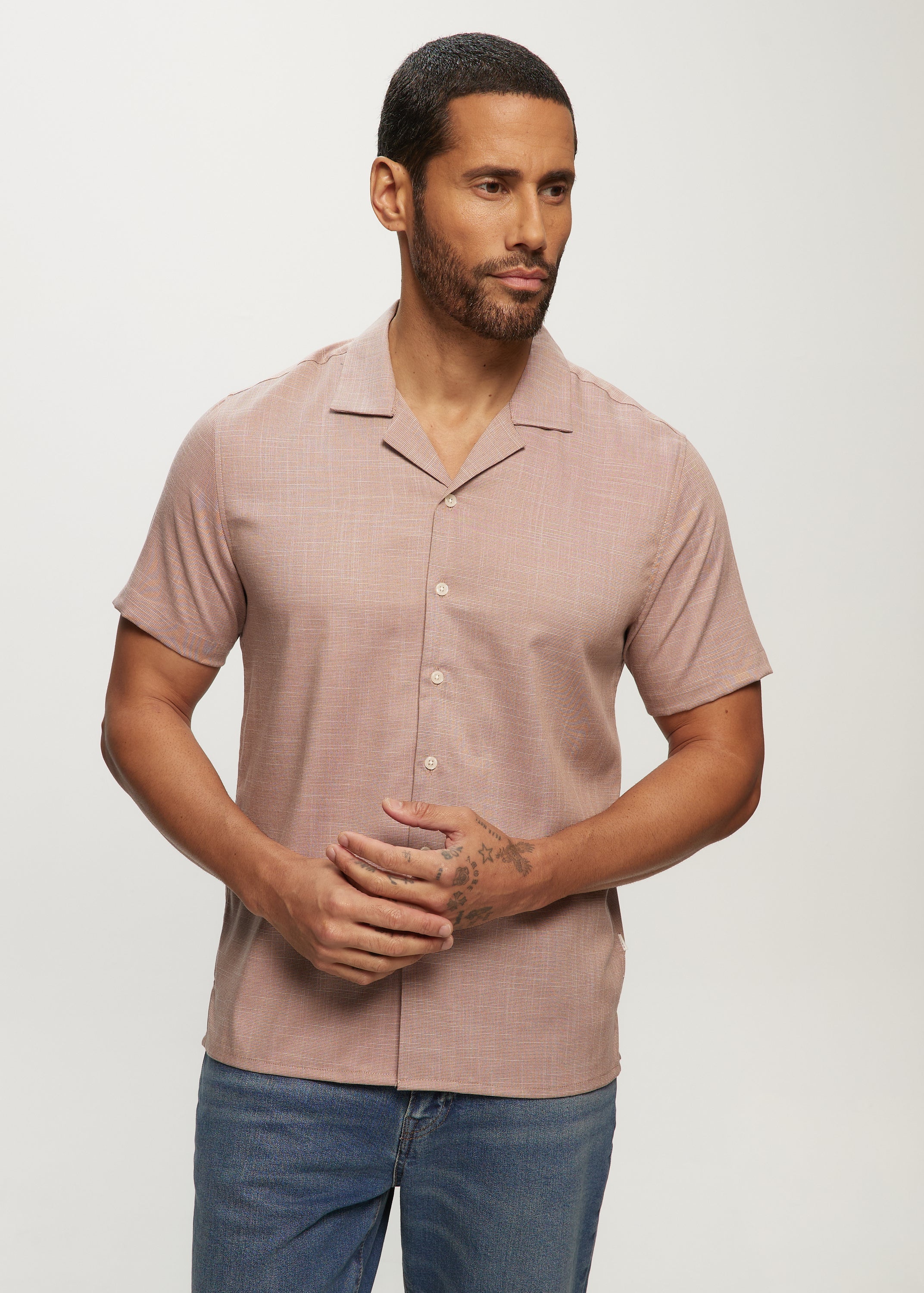 SS Soft Touch Slub Camp Shirt in Mauve
